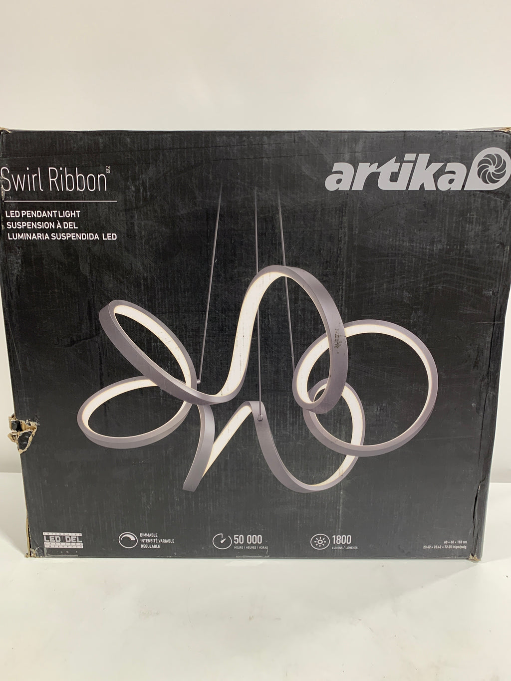 Artika Swirl Ribbon LED Pendant Ceiling Light Black - *Lighting & Electrical