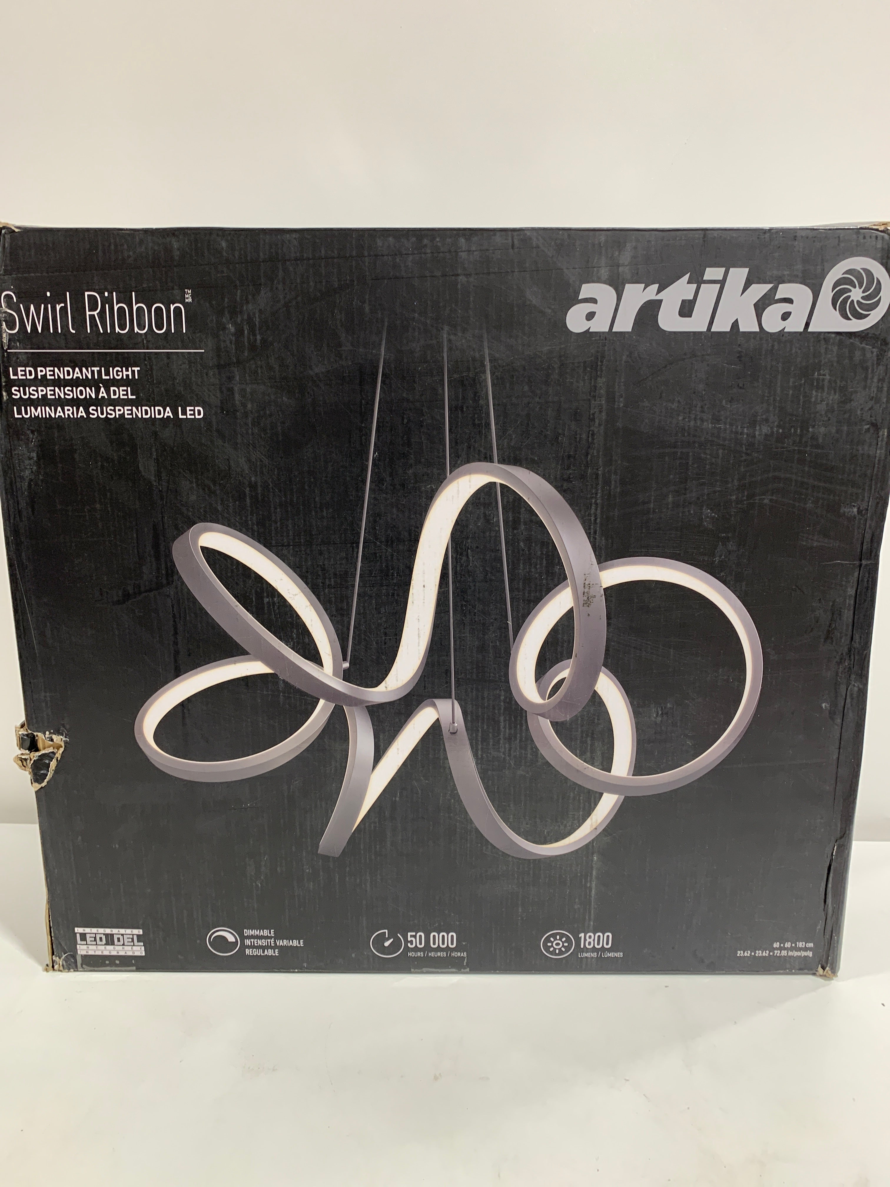 Artika Swirl Ribbon LED Pendant Ceiling Light Black - *Lighting & Electrical