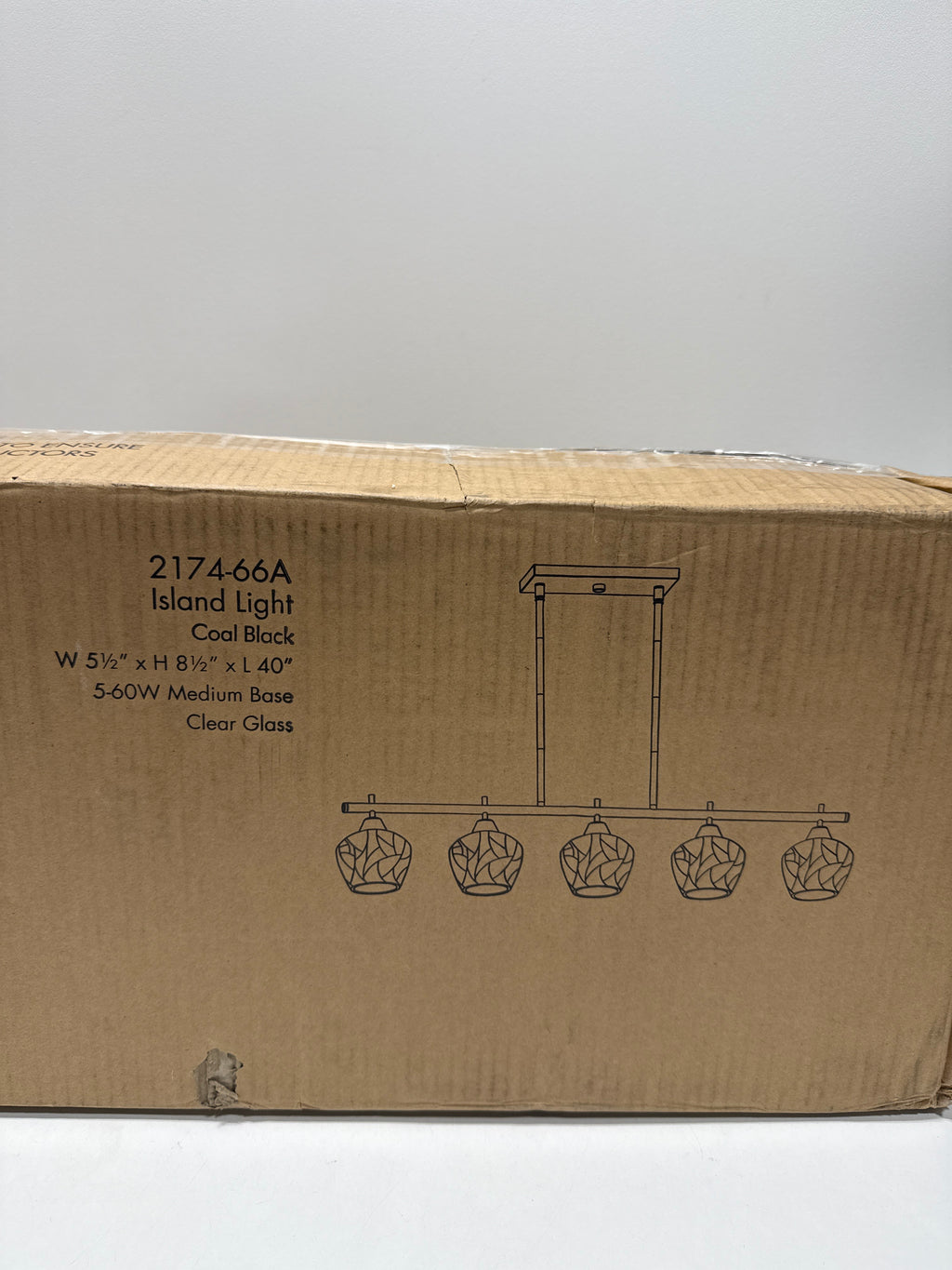 Minka Lavery 2174-66A Camrin Island Chandelier, 5-Light, 300 Total Watts, 5.5-in H x 8.5-in W, Coal Black