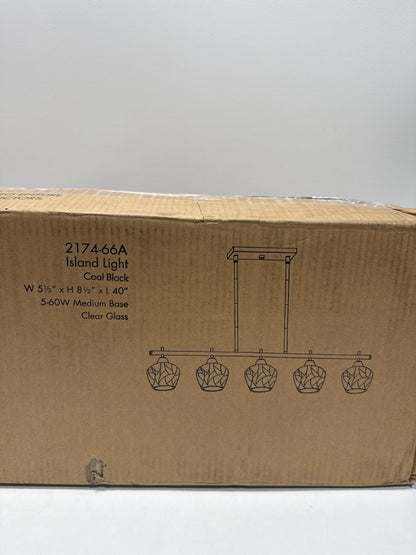 Minka Lavery 2174-66A Camrin Island Chandelier, 5-Light, 300 Total Watts, 5.5-in H x 8.5-in W, Coal Black