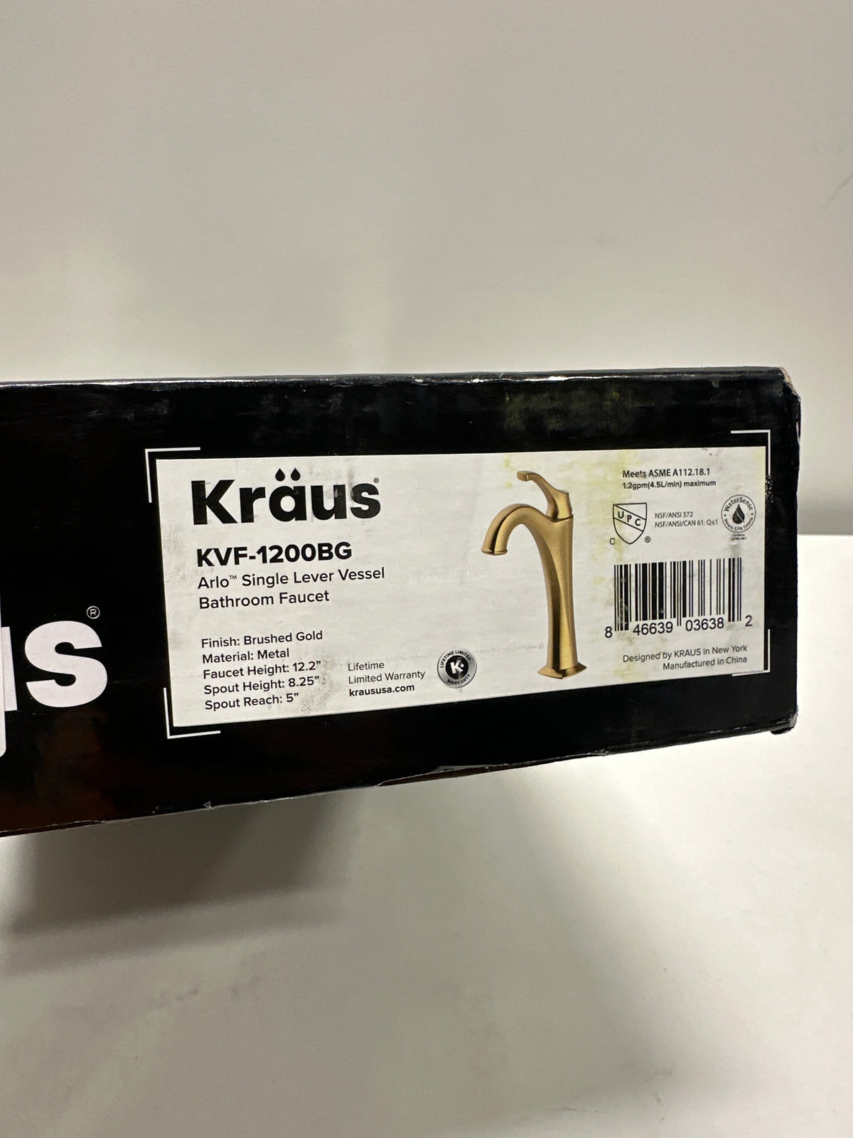 Kraus KVF-1200 Arlo 1.2 GPM Deck Mounted Bathroom Faucet with Pop-up Drain Brushed Gold Faucet Bathroom Sink Faucets Single Handle