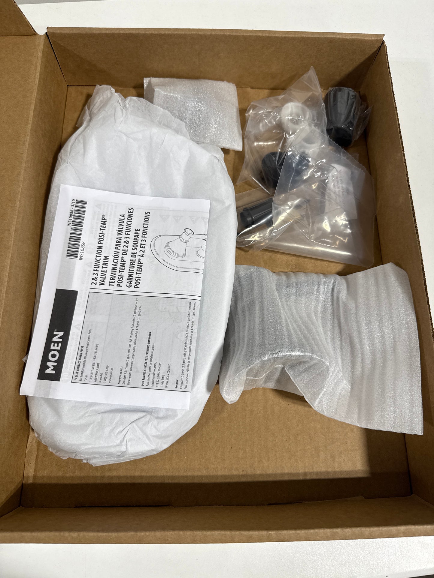 Moen T2310 Belfield 3 Function Pressure Balanced Valve Trim Only with Double Lever Handles Integrated Diverter - Less Rough in Matte Black