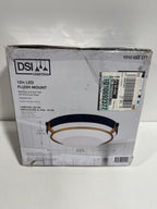 12 in. Matte Black and Gold Integrated LED Flush Mount with White Acrylic Shade - *Lighting & Electrical