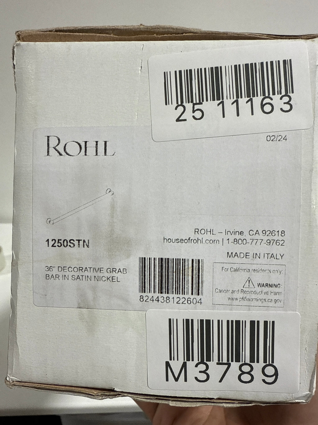 Rohl 1250 Shower 36’’ Grab Bar Satin Nickel - *Tools Hardware & Misc
