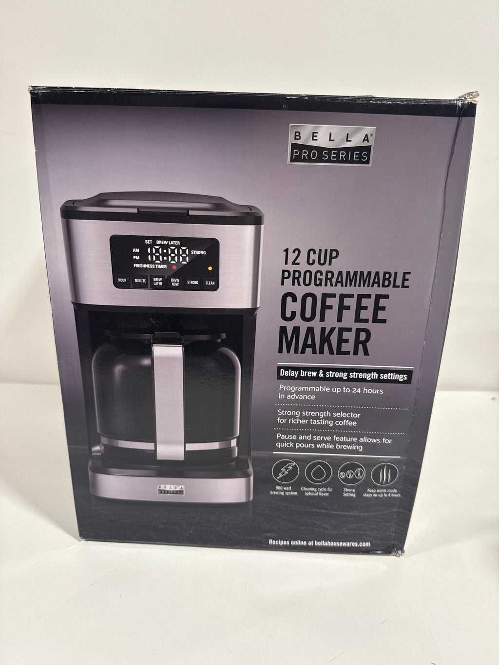 Used Bella PRO - 12-Cup Programmable Coffee Maker - 90194 - Stainless Steel - *Kitchen Appliances