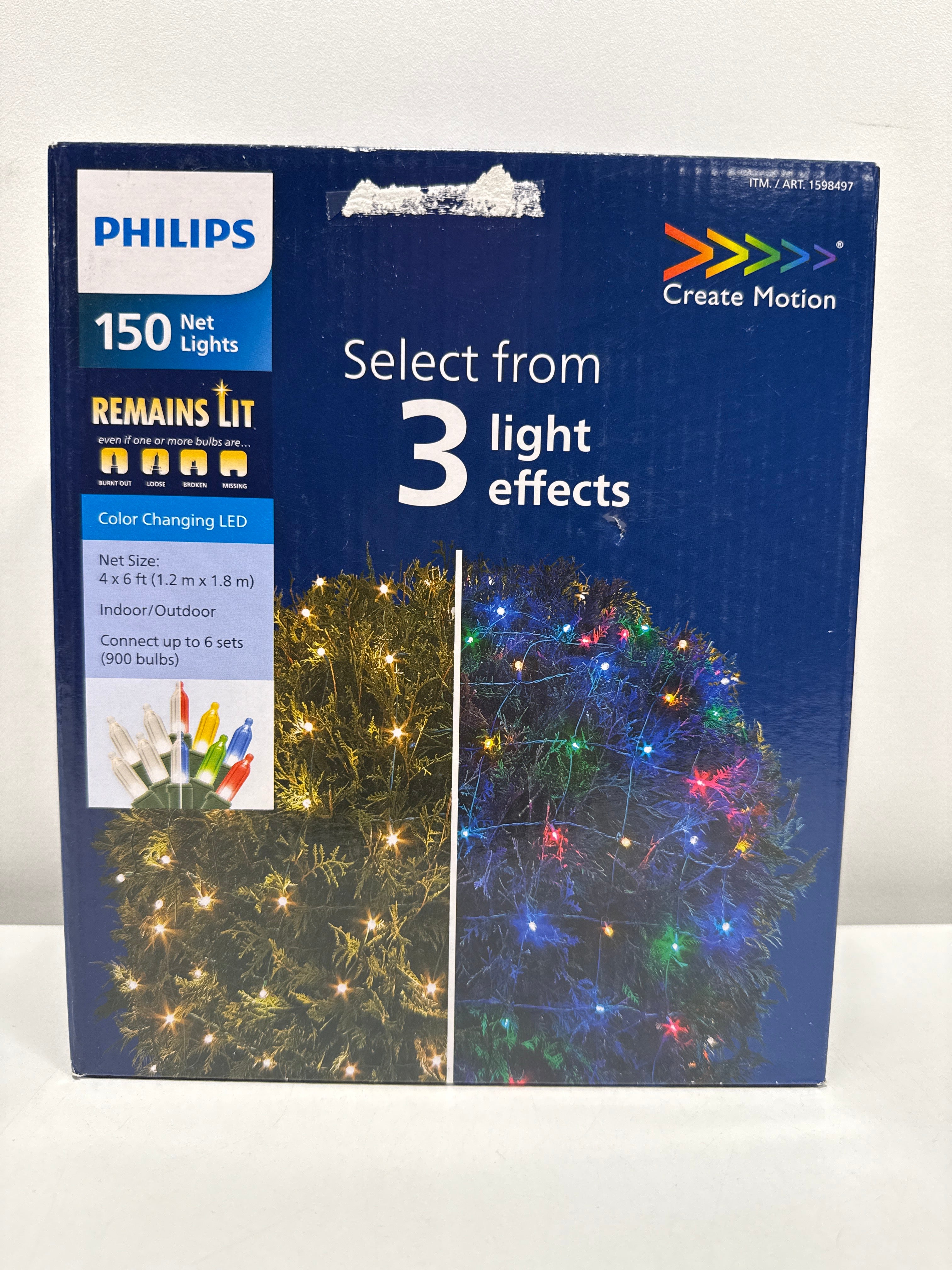 Philips 150ct Net Lights 4FT X 6FT Color Changing LED Green Wire