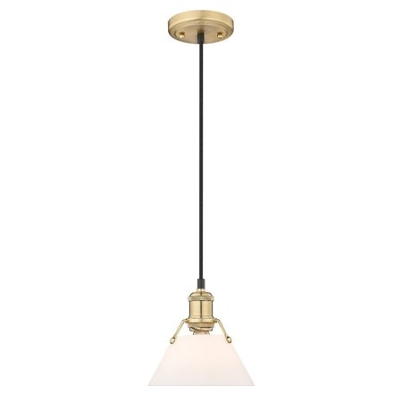 Yep by Golden Lighting Orwell 1-light 8in Pendant in Brushed Champagne Brass and Opal Glass