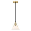 Yep by Golden Lighting Orwell 1-light 8in Pendant in Brushed Champagne Brass and Opal Glass