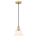 Yep by Golden Lighting Orwell 1-light 8in Pendant in Brushed Champagne Brass and Opal Glass