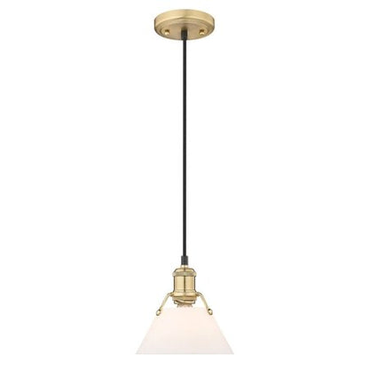 Yep by Golden Lighting Orwell 1-light 8in Pendant in Brushed Champagne Brass and Opal Glass
