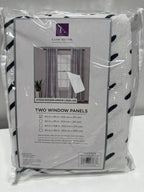 Hygge Modern Arrow 40 in. W X 84 in. L Linen Look Light Filtering Window Curtain Panels in Black/White 2 Set