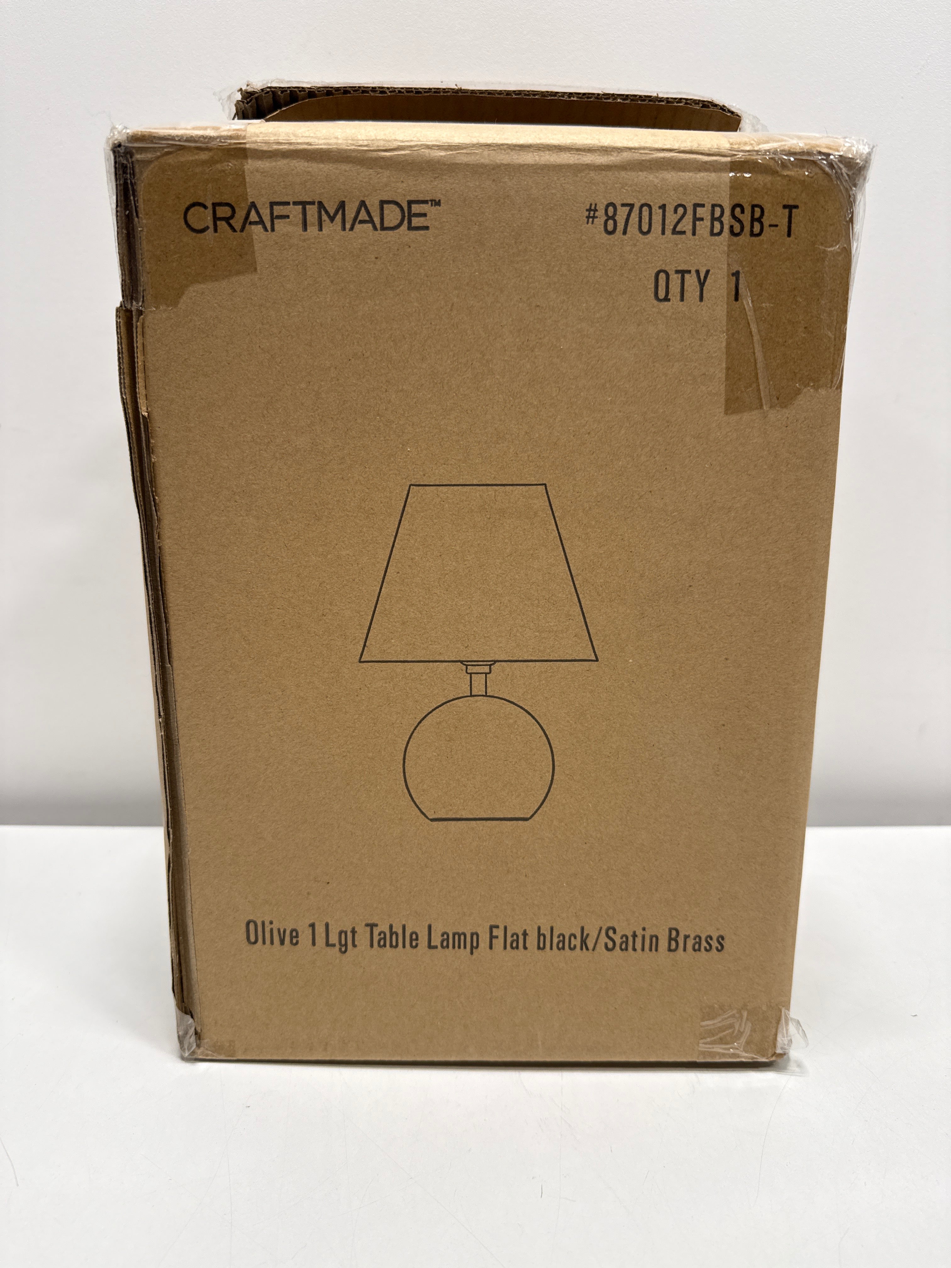 Flat Black Satin Brass Table Lamp from the Olive Collection