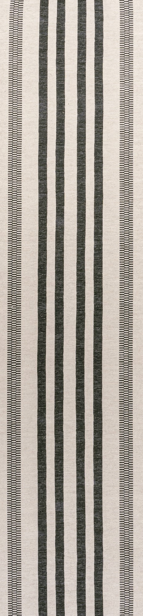 Vichy Geometric Striped Machine-Washable Black/Ivory Area Rug