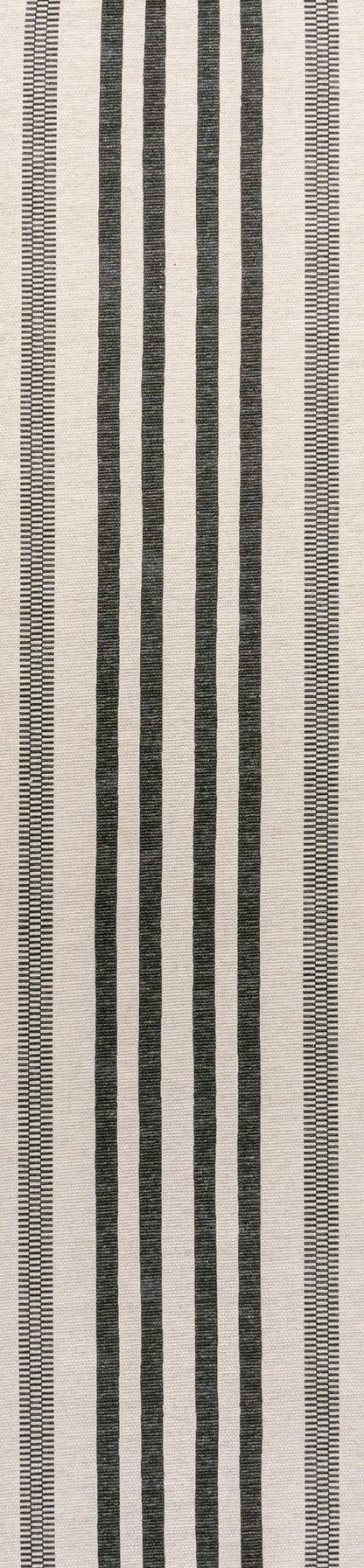 Vichy Geometric Striped Machine-Washable Black/Ivory Area Rug
