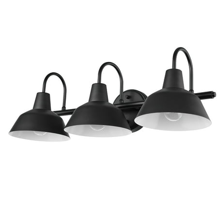 Globe Electric Vintage 24 3-Light LED Matte Black White Interior Vanity Light