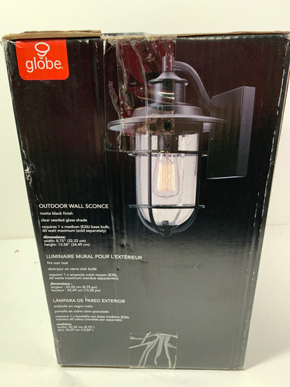 Globe Electric 44094 Turner Single Light 13-19/32" High Outdoor Wall Sconce Black Outdoor Lighting Wall Sconces