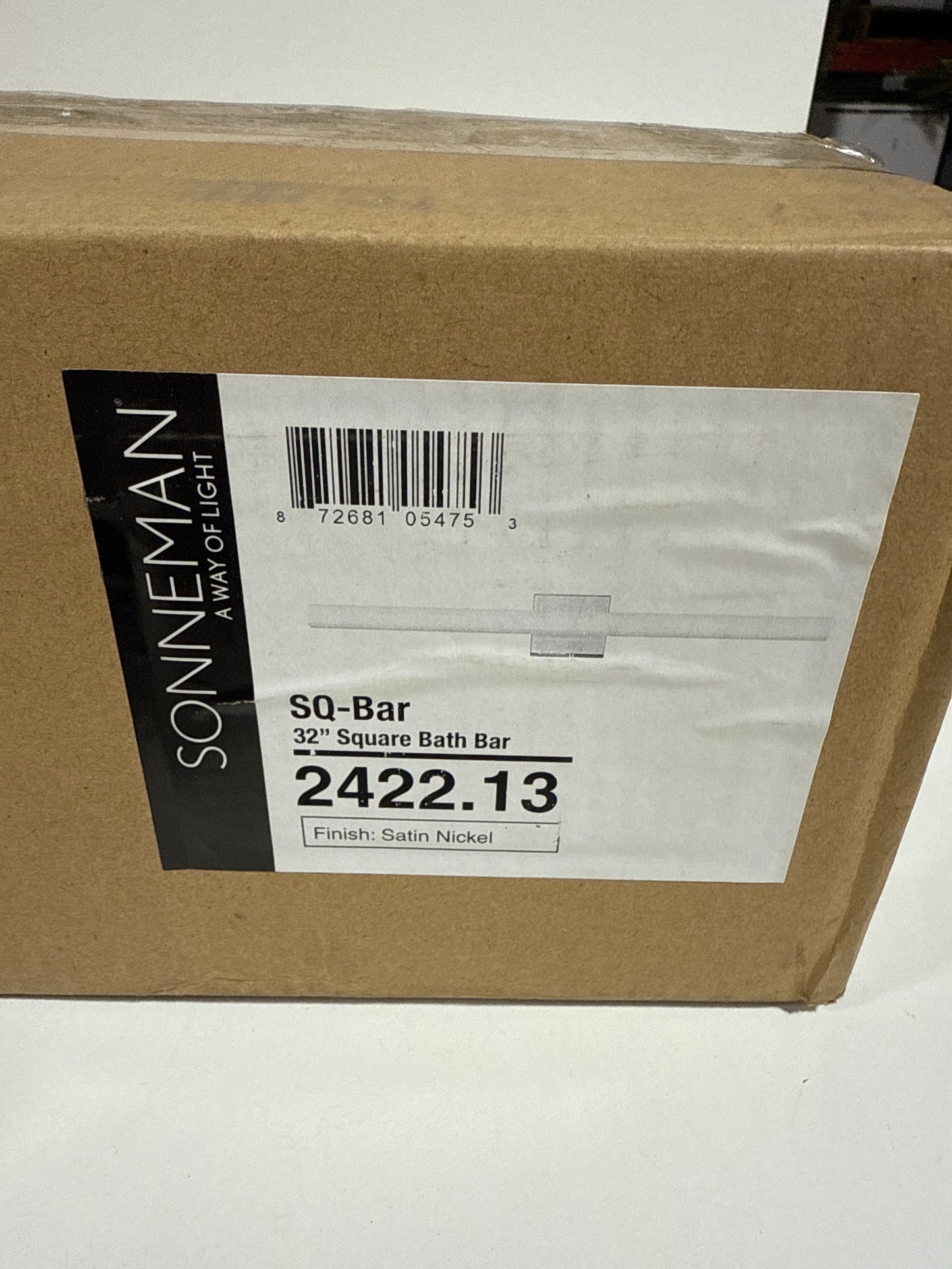 Sonneman Sq-Bar 32 Wide Satin Nickel LED Bath Light