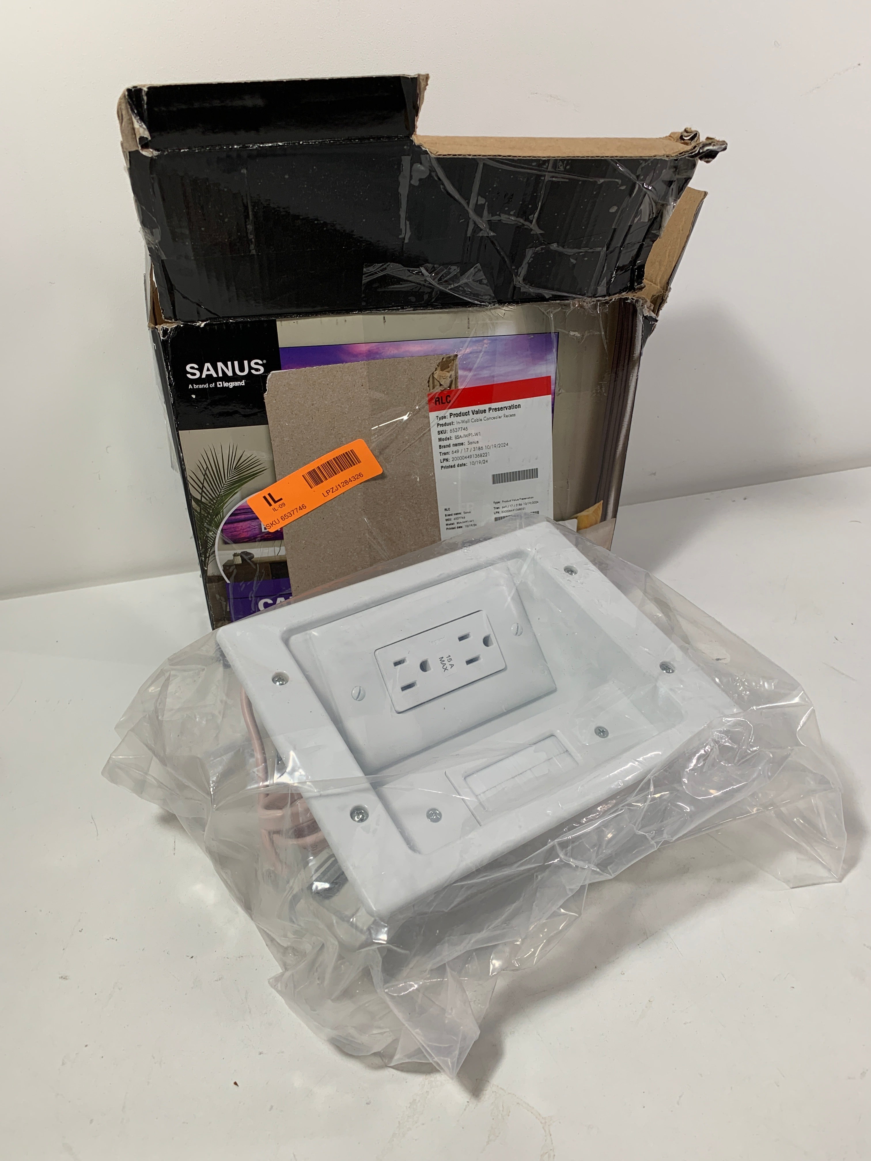 Missing Parts Sanus - in-Wall Cable Concealer Recessed Power Kit for Mounted TVs - White - *TV & Home Theater