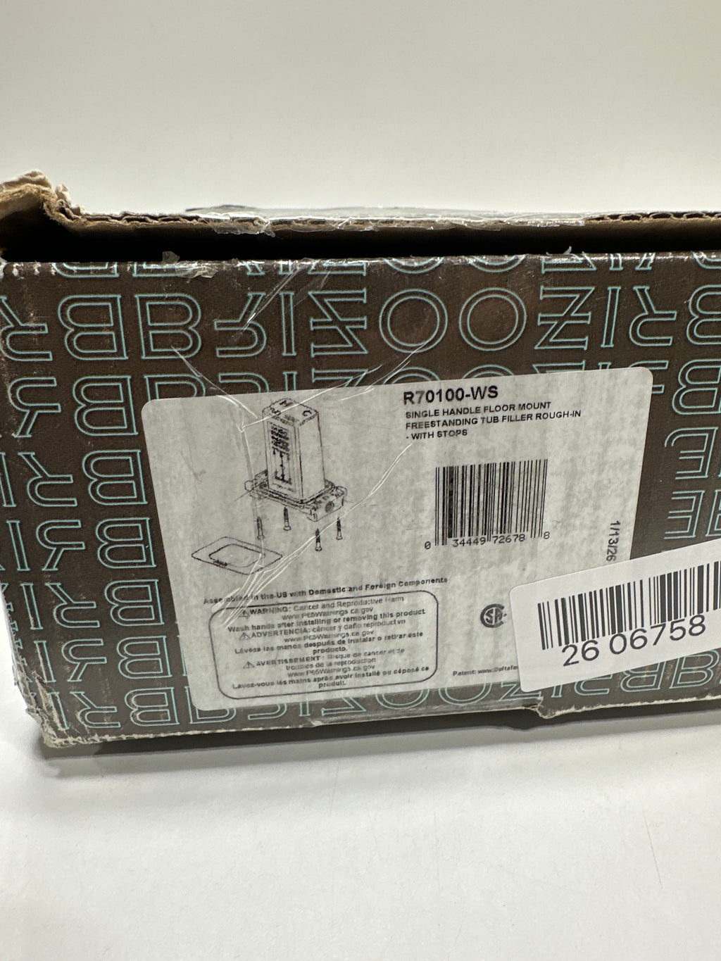 Brizo R70100 Single-Handle Freestanding Tub Filler Rough