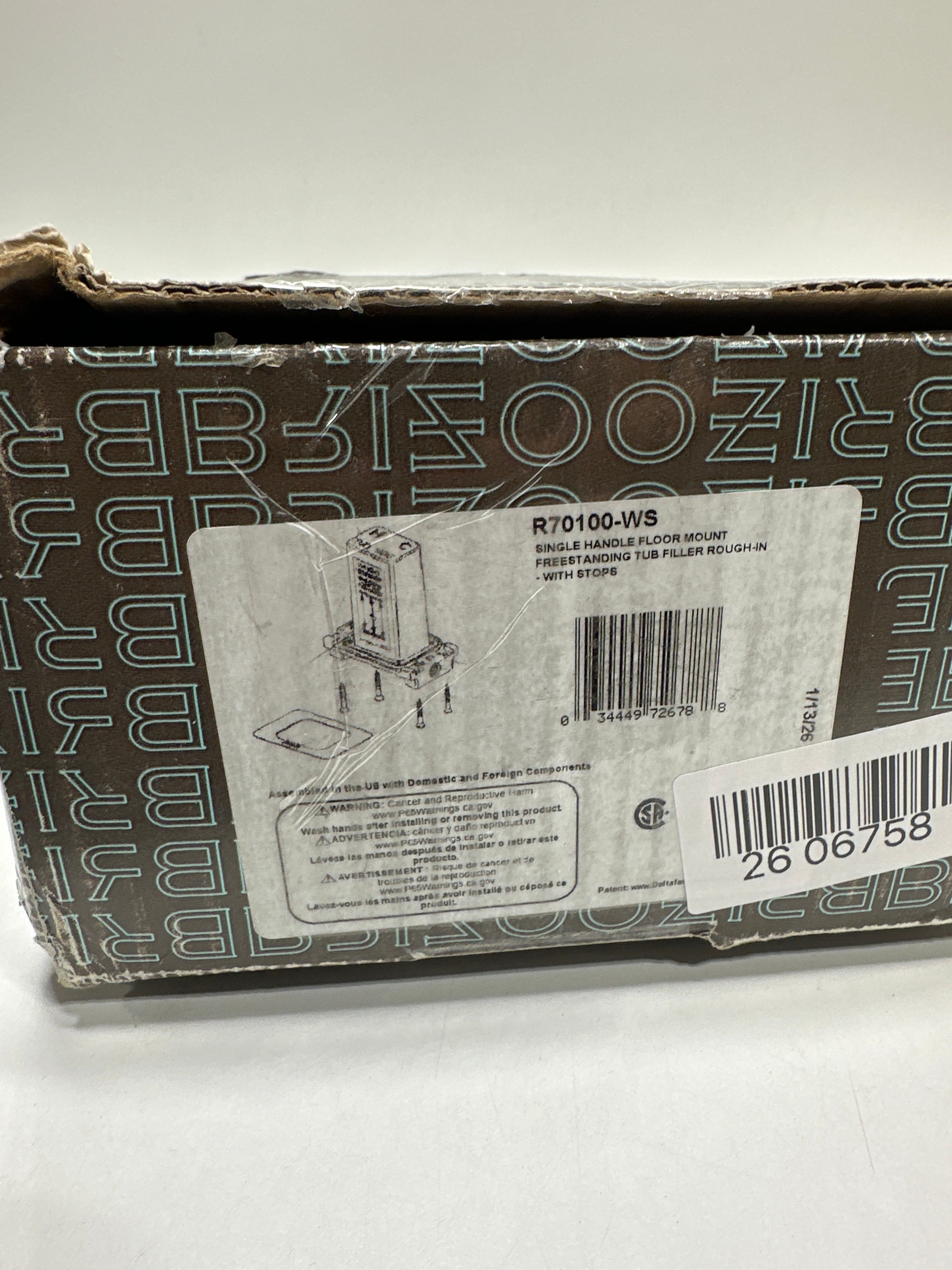 Brizo R70100 Single-Handle Freestanding Tub Filler Rough