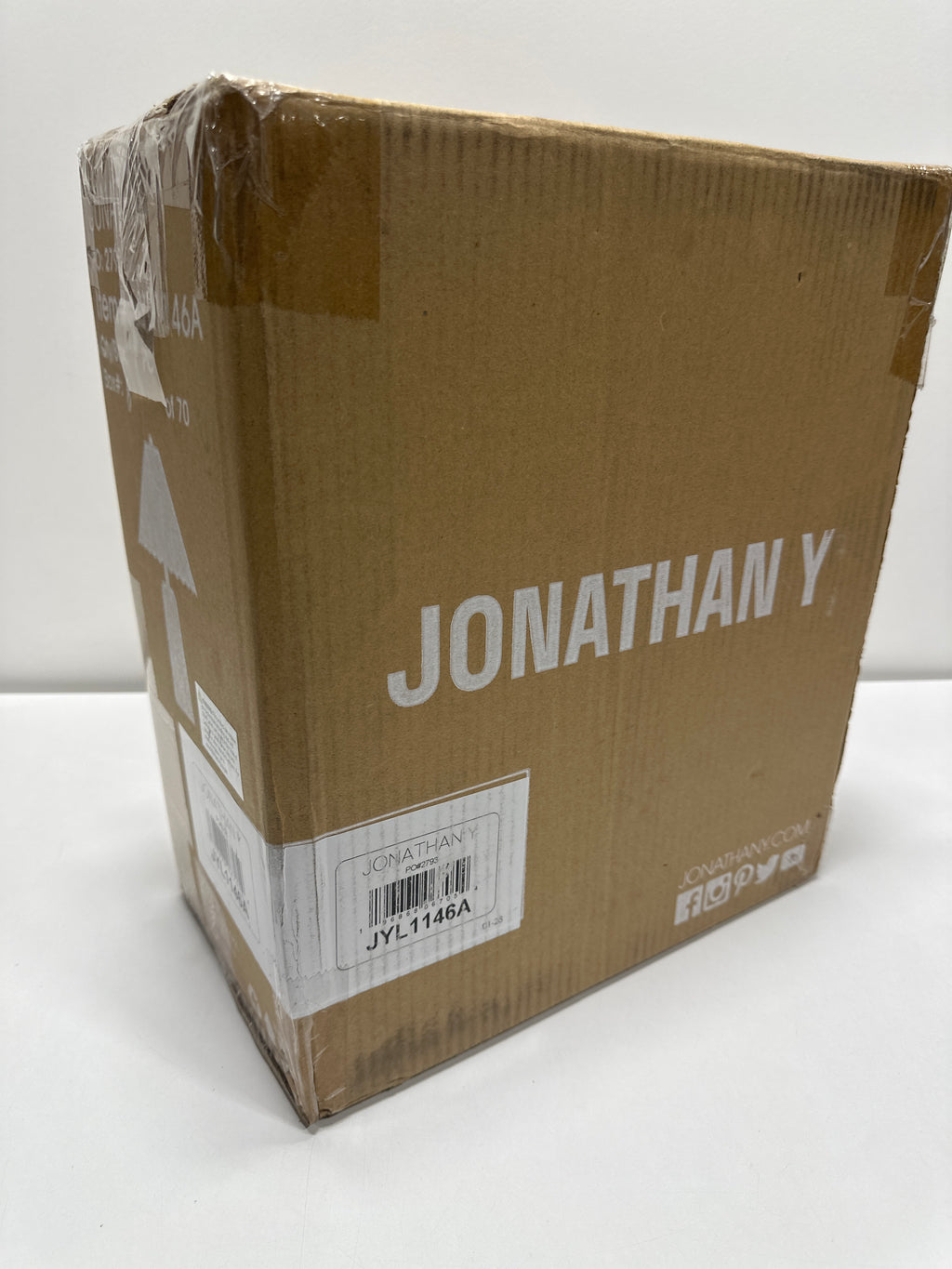 JONATHAN Y Arvid 20.5 Rustic Scandinavian Resin/Iron Lighthouse LED Table Lamp with Pleated Shade Beige Wood Finish JYL1146A