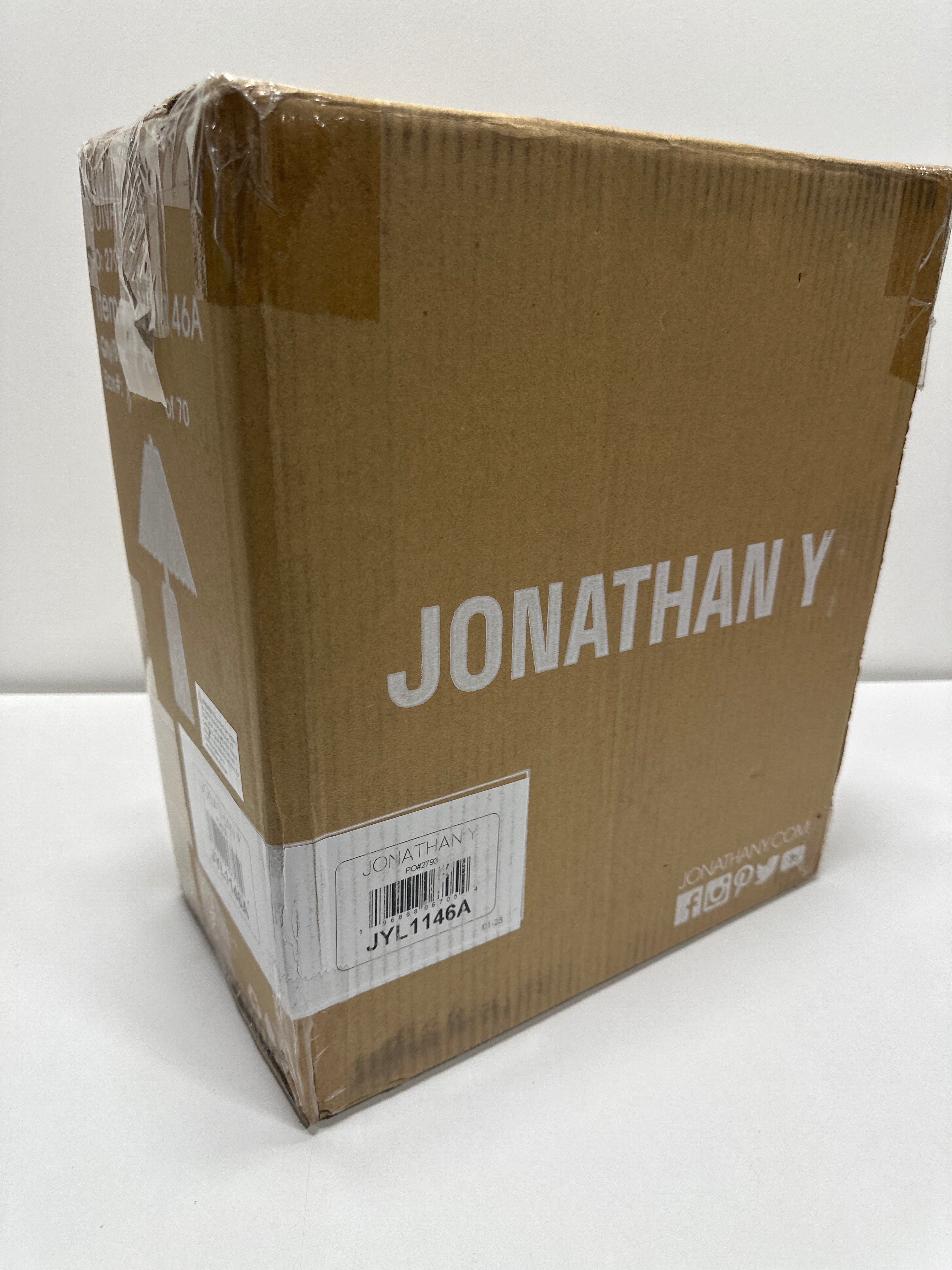 JONATHAN Y Arvid 20.5 Rustic Scandinavian Resin/Iron Lighthouse LED Table Lamp with Pleated Shade Beige Wood Finish JYL1146A