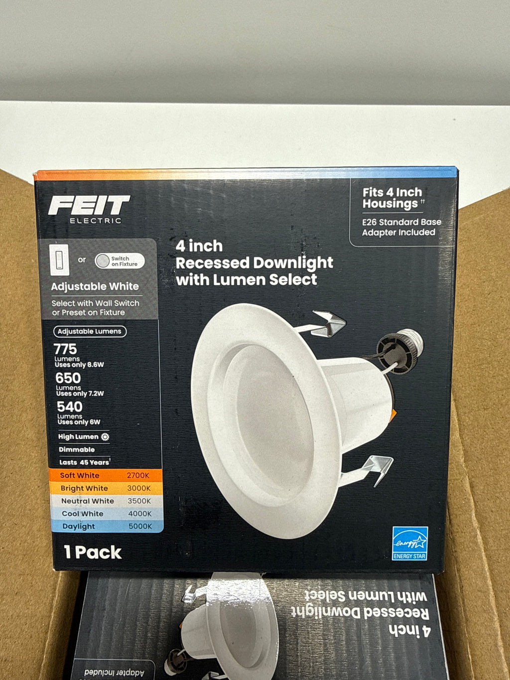 4 x Feit Electric 4" White High Output LED Recessed Downlight Color Select (5CCT)