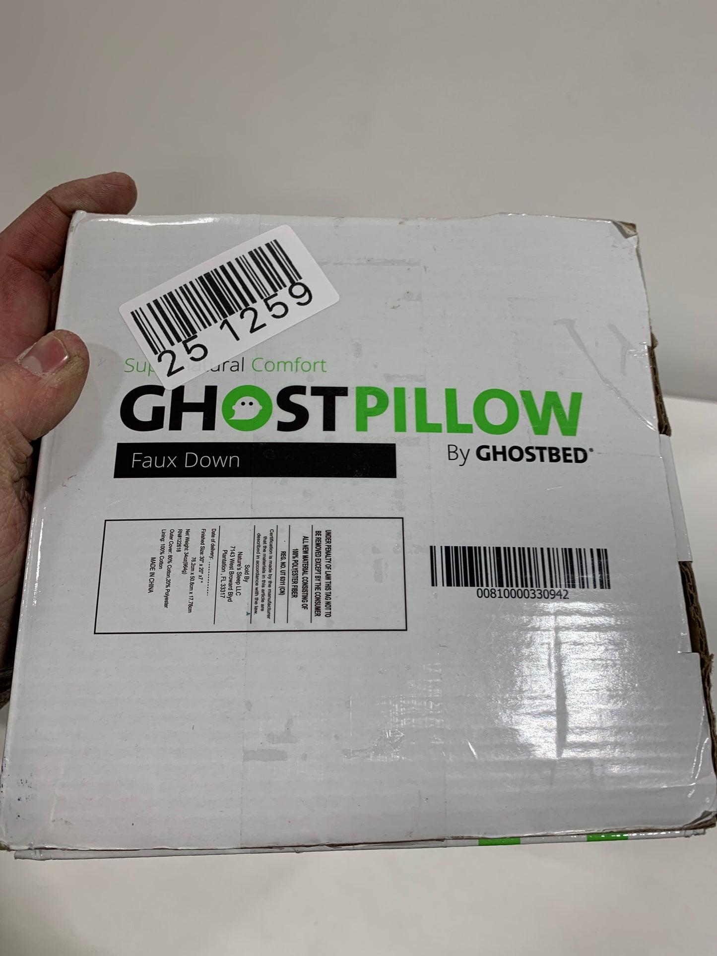 Ghostbed - Faux Down Pillow - White