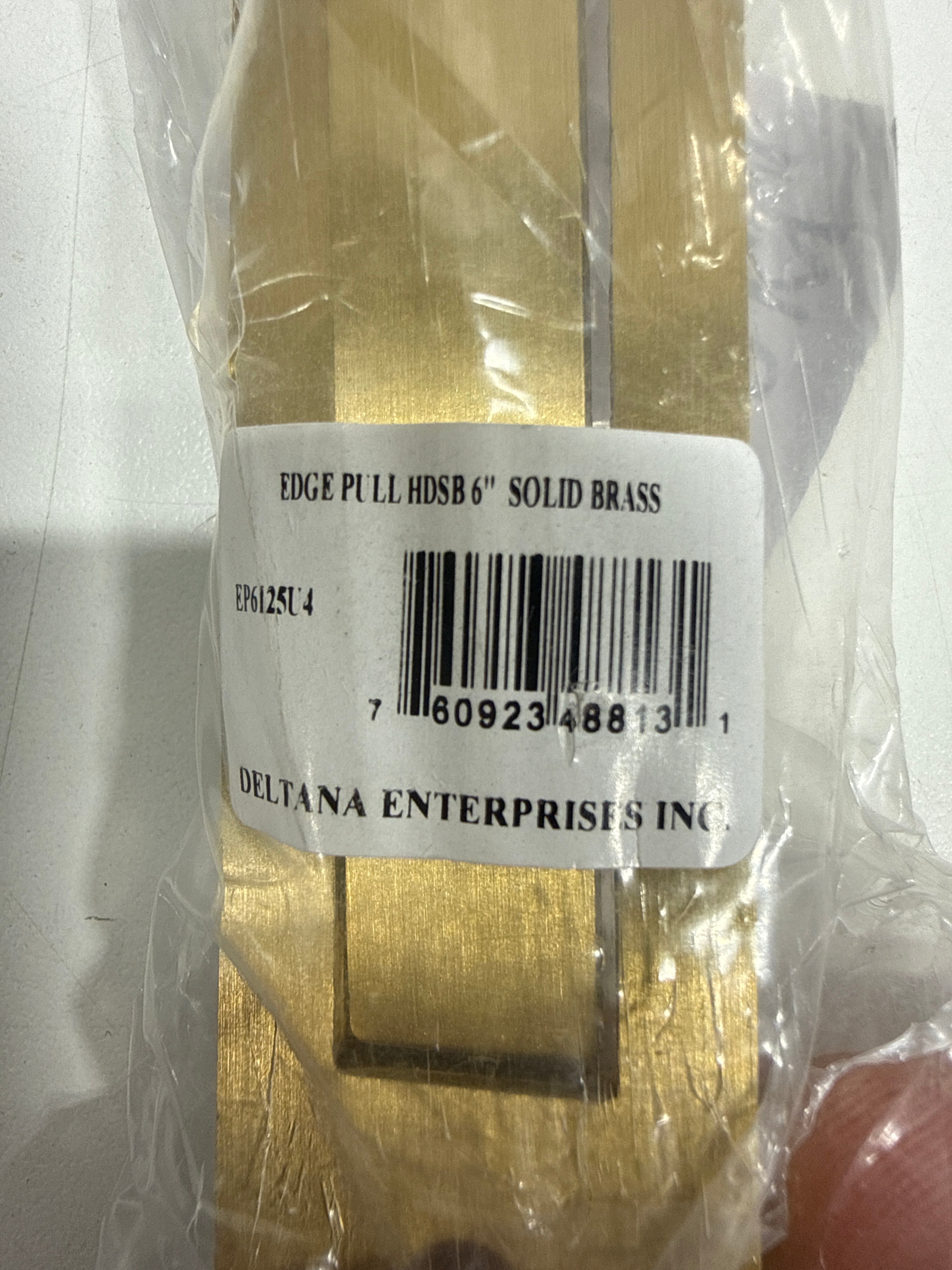 Deltana EP6125U4 6.18 X 1.25 in. HD Pocket Door Edge Pull Brushed Brass - *Tools Hardware & Misc