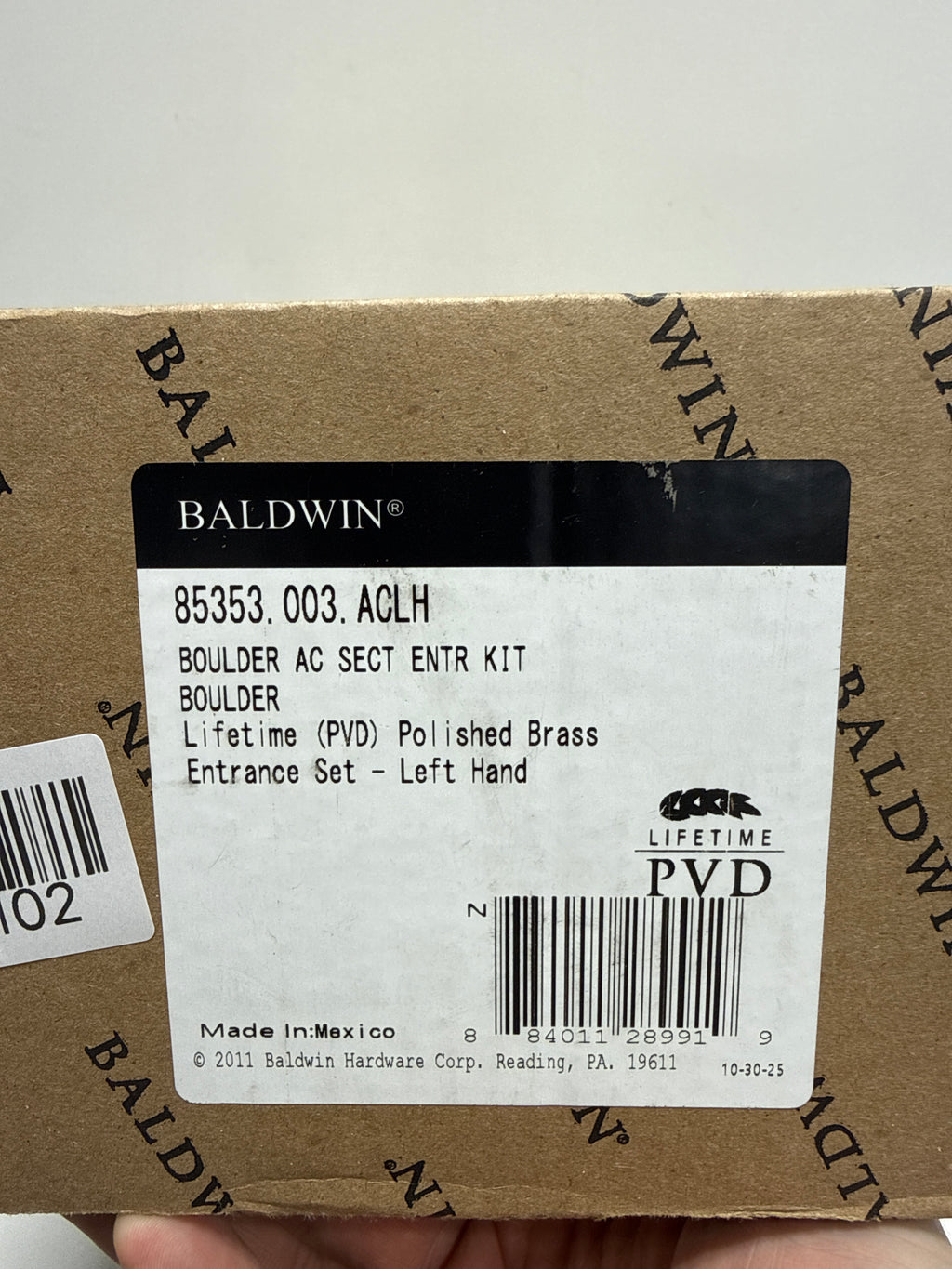Baldwin 85353.ACLH Boulder Sectional Entry Left Handed Handle Set Kit with Inter, Lifetime Polished Brass