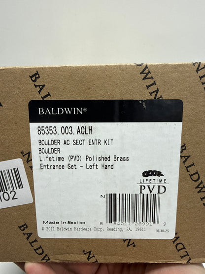 Baldwin 85353.ACLH Boulder Sectional Entry Left Handed Handle Set Kit with Inter, Lifetime Polished Brass