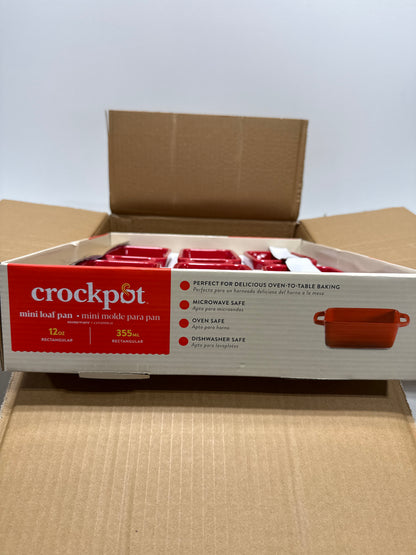 6 x Crock Pot Appleton 12 Ounce Stoneware Mini Loaf Pan Baker Set in Gradient Red
