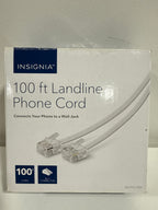 Insignia - 100’ Landline Phone Cord - White - *Computers & Office