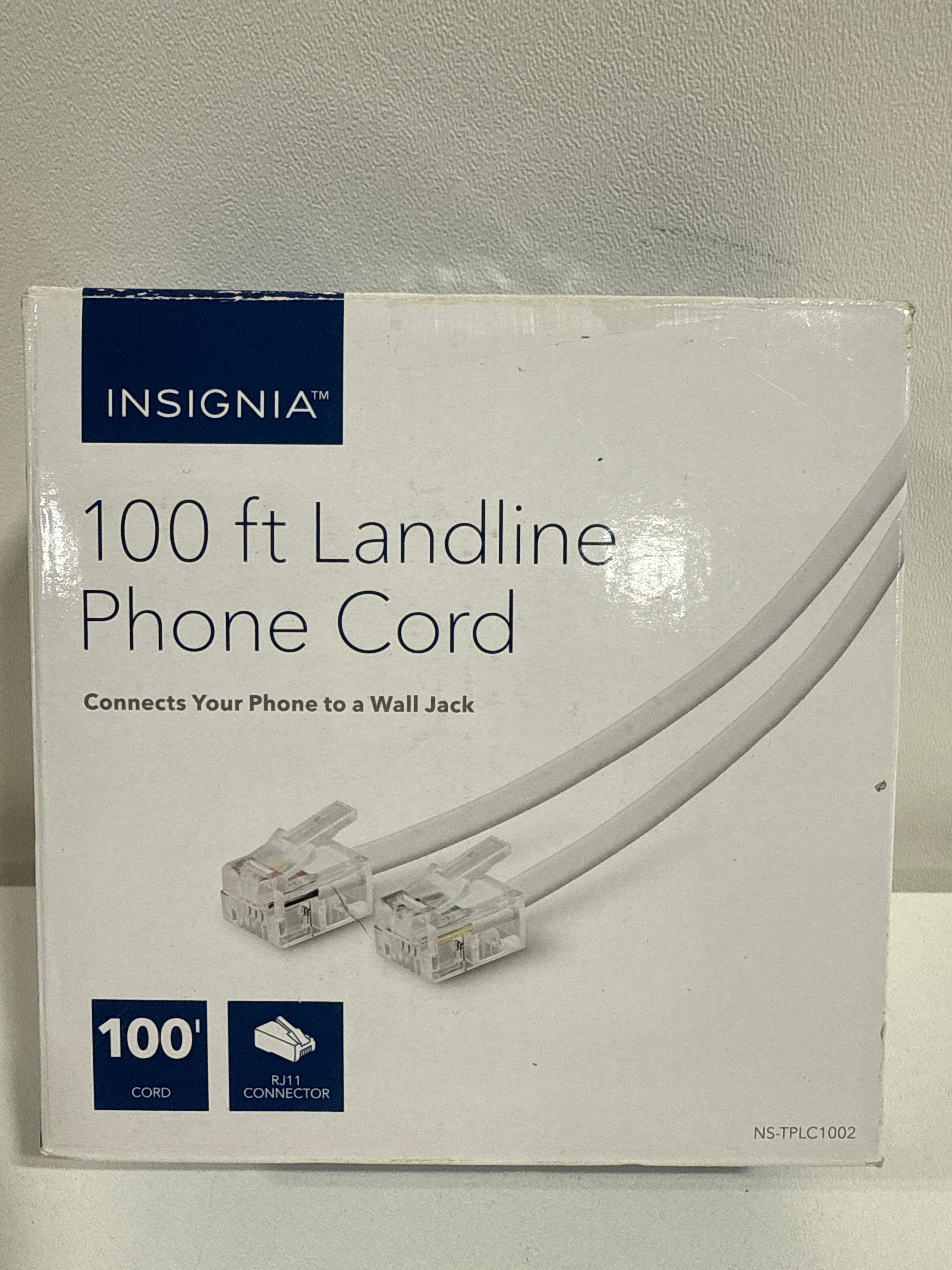Insignia - 100’ Landline Phone Cord - White - *Computers & Office