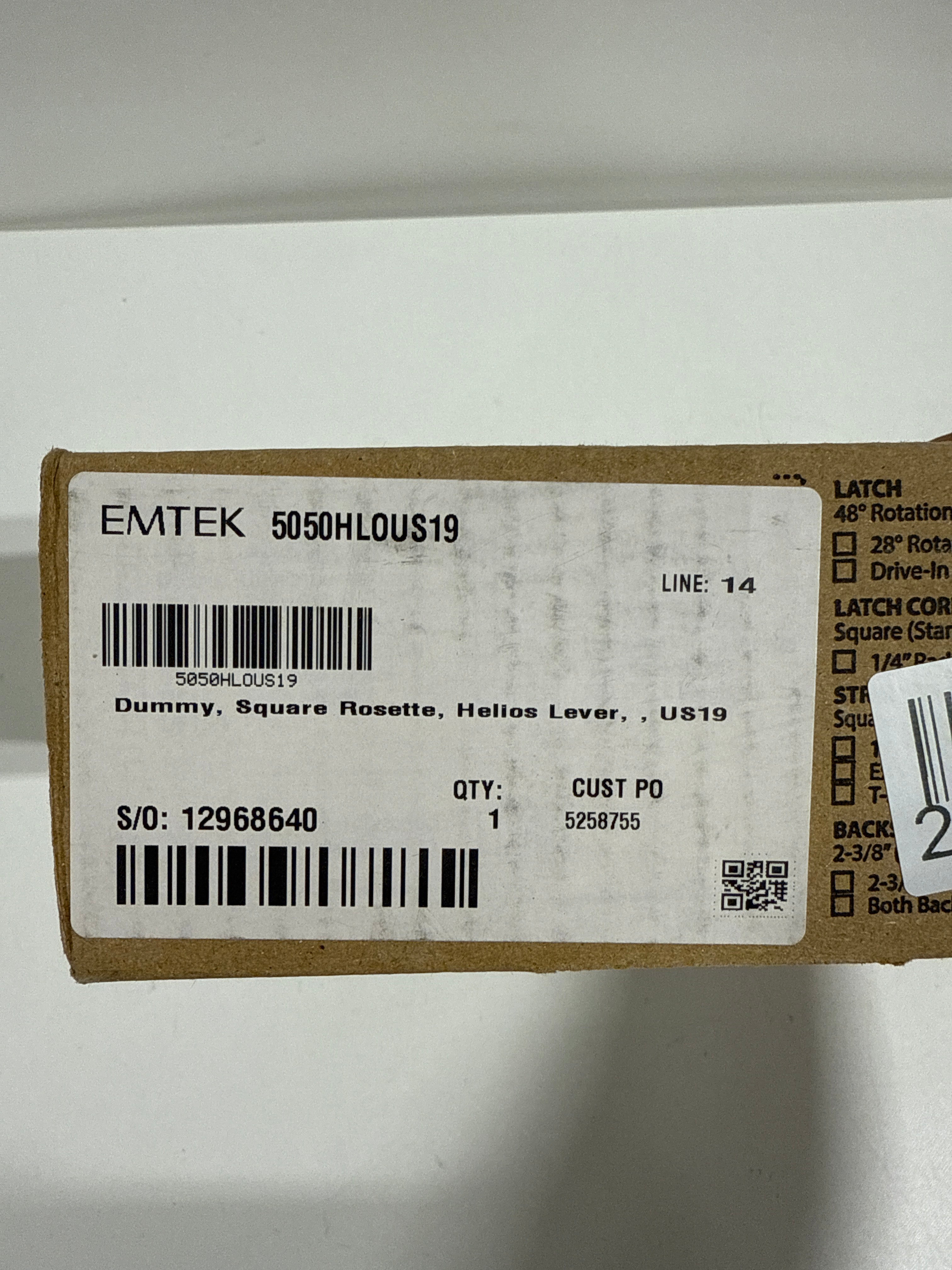 Emtek Helios Right Handed Non-Turning Two-Sided Dummy Door Lever Set with Square Rose - *Tools Hardware & Misc
