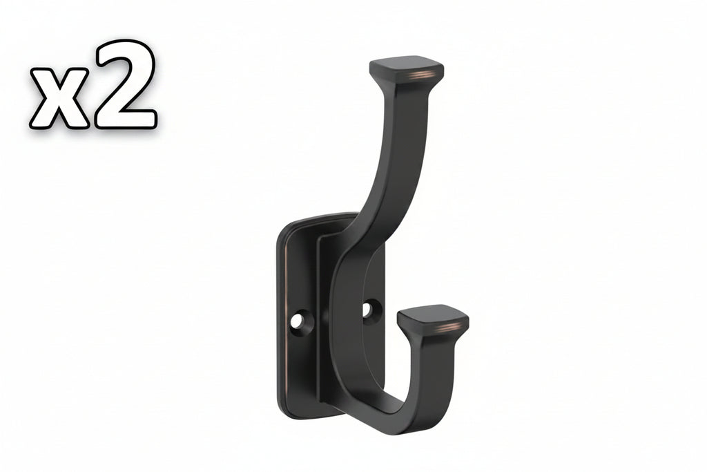 2 x Alder 4-1/2 in. L Oil Rubbed Bronze Double Prong Wall Hook