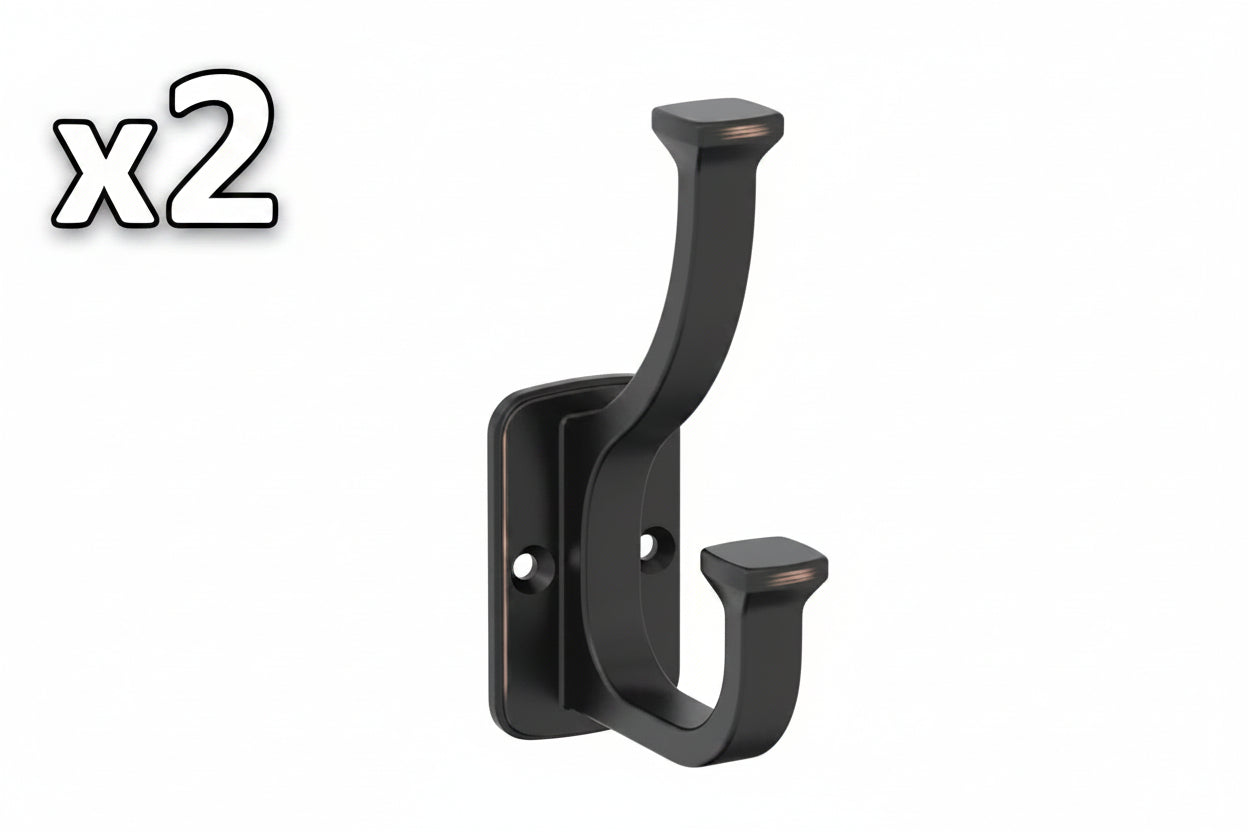 2 x Alder 4-1/2 in. L Oil Rubbed Bronze Double Prong Wall Hook