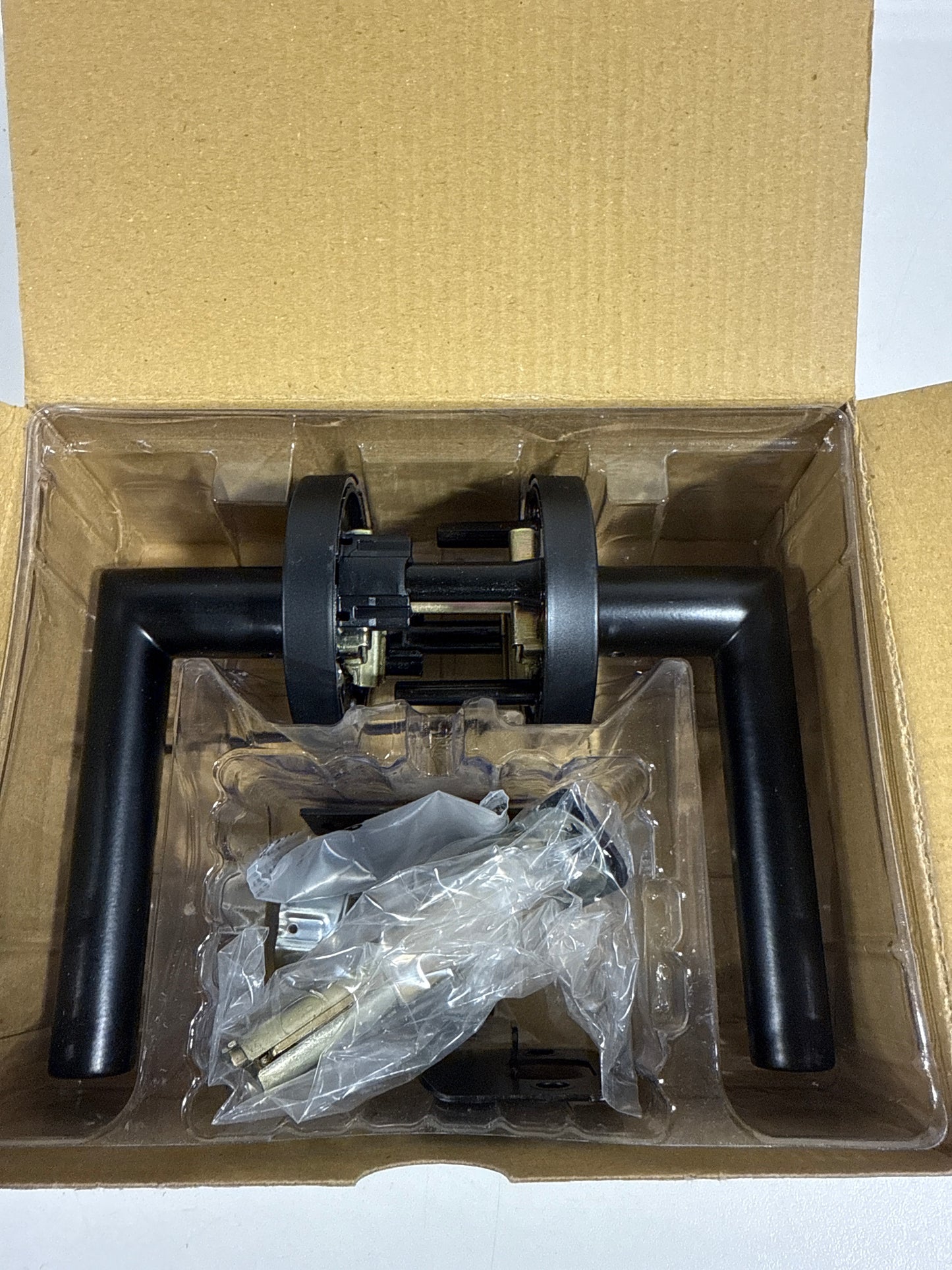 Kwikset 720MILRDT Milan Passage Door Lever Set with Round Rose Matte Black Door