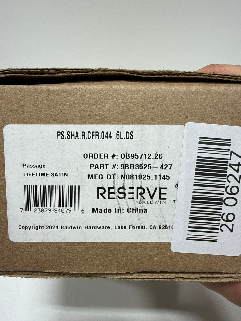 Baldwin PS.SHA.R.CFR Sharpewood Passage Door Lever Set with Contemporary 5" Rose from the Reserve Collection