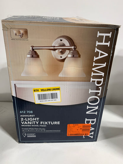 Ashhurst 2-Light Brushed Nickel Vanity Light with Frosted Glass Shades