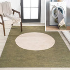 Cirkel Minimalist Geometric Dot Machine-Washable Cream/Rust Area Rug