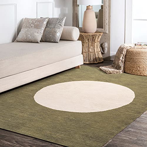 Cirkel Minimalist Geometric Dot Machine-Washable Cream/Rust Area Rug