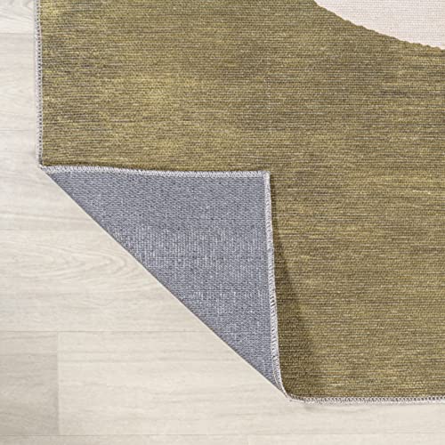 Cirkel Minimalist Geometric Dot Machine-Washable Cream/Rust Area Rug