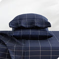 Bare Home California King Sheet Set - Luxury 1800 Ultra- Soft Double Brushed Microfiber - Deep Pockets - Easy Fit - 4 Piece Bedding Sheet Set (California King, Grid - Midnight/White)