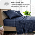 Bare Home California King Sheet Set - Luxury 1800 Ultra- Soft Double Brushed Microfiber - Deep Pockets - Easy Fit - 4 Piece Bedding Sheet Set (California King, Grid - Midnight/White)