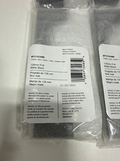 6 x Amerock Merced 5-1/16 Inch (128mm) Center-to-Center Matte Black Cabinet Pull