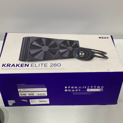 NZXT - Kraken Elite 280 - 140mm Fans + AIO 280mm Radiator Liquid Cooling System with 2.36" wide-angle LCD display and F Fans - Black
