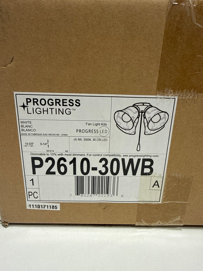 Progress Lighting Airpro 4-Light LED Ceiling Fan Light Kit White Alabaster Glass Shades Brushed Nickel Finish