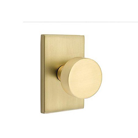 Emtek Privacy Set, Modern Rectangle Rosette, Modern Round Knob, Satin Brass