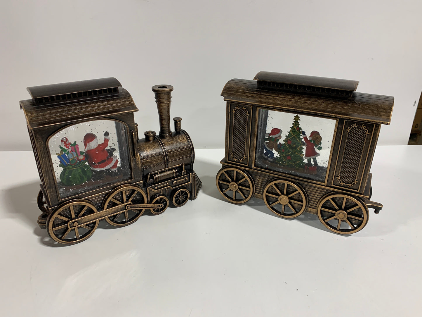 Kirkland 2 Piece LED Lighted Water Globe Train with Motion Glitter Assortment